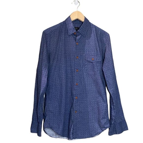 J.Crew Textured Blued Buttoned Down Mens Shirt A4813 Cotton - Picture 1 of 9